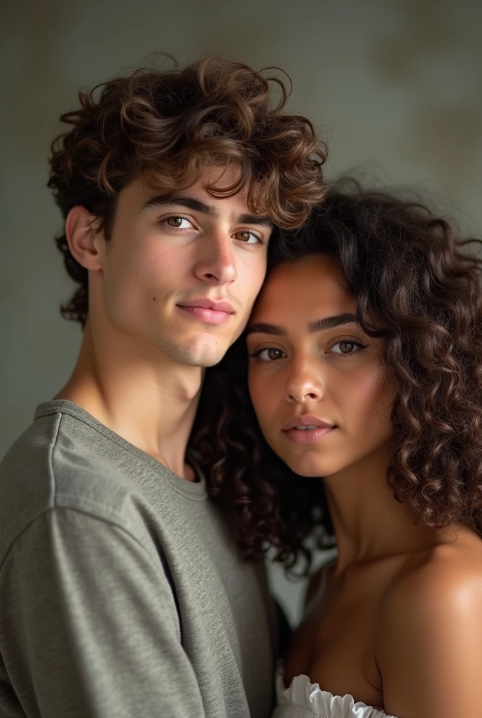 One boy with curly hair ,7 feet tall and fair and his sister with wavy hair, 5'6 feet tall and light brown skin both same age around 20