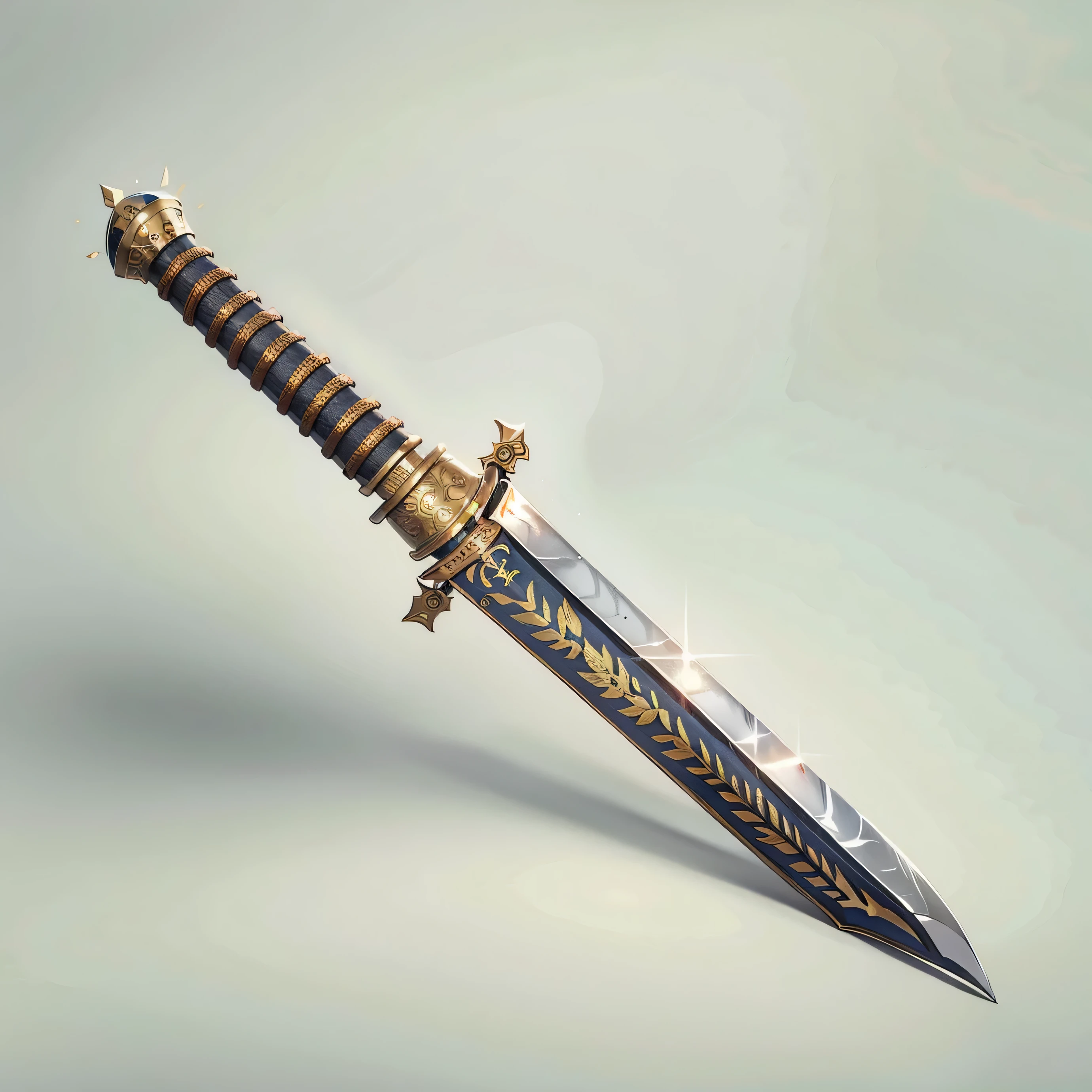 A close up of a sword with a gold decoration on it - SeaArt AI