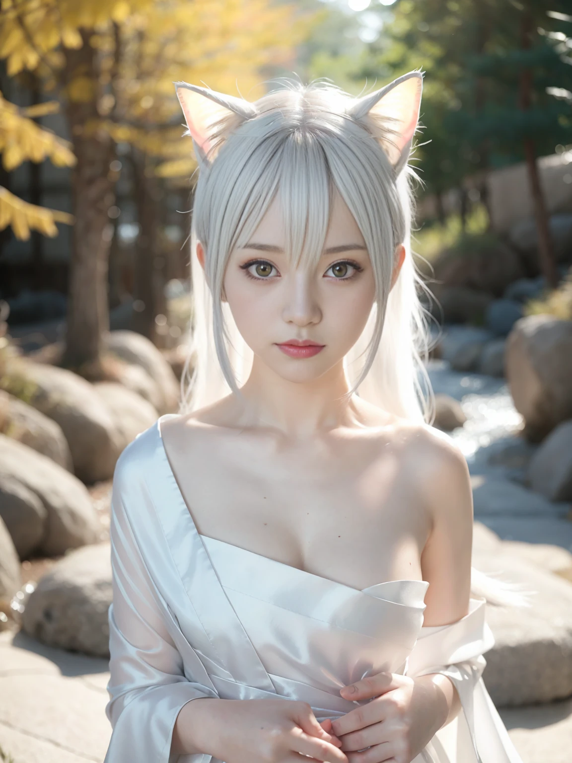 masterpiece, best quality, 1girl, White hair, red eyes,  bunny head band, short hair,blush,solo,beauty,girl,photorealistic,(naked),(no panty),slender,sexy pose