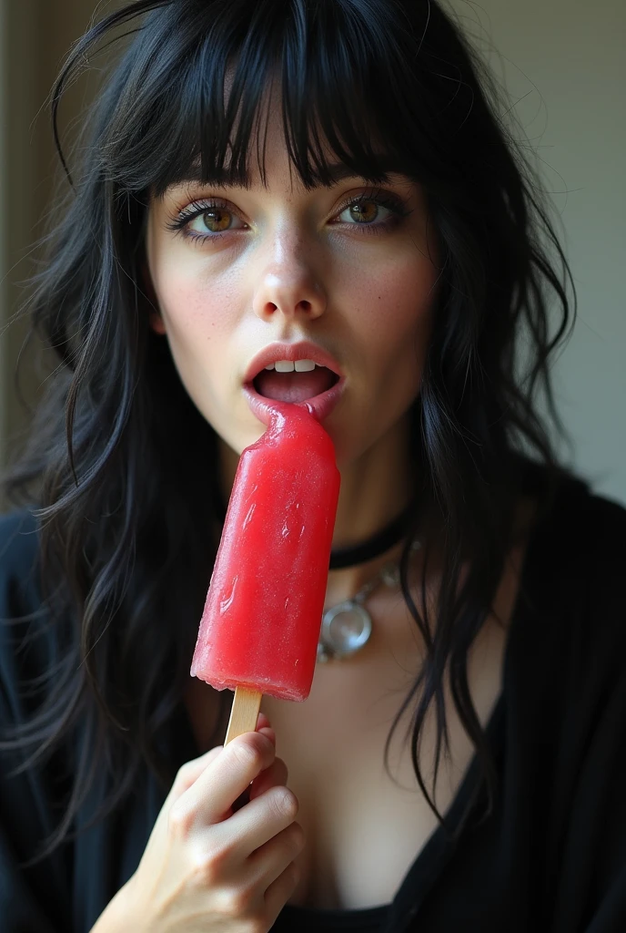 (masterpiece, best quality:1.2), 1girl, solo, high quality raw photograph of a young goth girl, licking a red lollipop, cut hair with fringe, Dynamic pose, vibrant neon colors, cool sunglasses, silhouette, looking at viewer, lofi, UHD, accurate, textured skin, super detail, high details, high quality, highres, 1080P, 4K