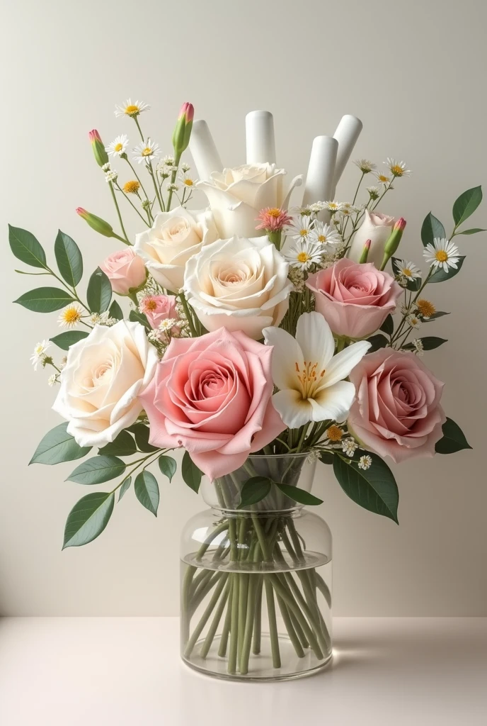Perrie Edwards holding a bouquet of flowers completely naked and smiling
