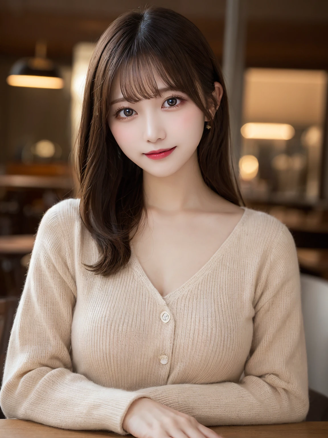 Tabletop, Highest quality, shape, Very detailed, In detail, High resolution, 8k wallpaper, Perfect dynamic composition, Beautiful attention to detail, dress,Medium Hair, Center of chest, Natural color lip, Random sexy poses,smile,Tower apartment、Front lighting