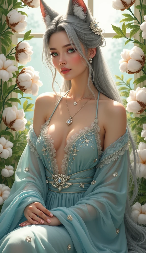 (8K Portrait:1.1、RAW Photos), (of the highest quality, Masterpieces:1.2)、(The ultra -The high-definition:1.2)、(portraitures, high resolution RAW color photos, Professional Photos)、Super Resolution、(Realistic, Real Photos: 1.1、Ortraat)、1 persons、super detailed, highly detailed and beautiful, Highly detailed, Amazing details、Cute beautiful woman with perfect body: 1.4、Slim big: 1.2、shinny skin、Glossy lips、High-definition face and skin texture、A detailed eye、double eyelid、(5 Hands:1.1、Human hand)、Highly detailed and focused chest、(Thigh to top angle:1.2)、((Gray hair color、Longhaire、Curled Hair)), ((Breast H Cup:1.2, Bursting breasts:1.2))、(High Definition Breast、A smile), (full body Esbian、Angle from a distance)、((princess dress made of blue petals:1.3),(very beautiful flower princess:1.3), ((see through dress:1.2))、(countless beautiful flowers々Inserting a into the)、(Colorful flowers々surrounded by hills of:1.2), (Wrapped in a warm and magical glow:1.1), (A fascinating fantasy world:1.0), (under the shining sky:0.9), (Petals whisper in the gentle wind:1.0),(A fantastic garden with a bright atmosphere:1.1), (A fascinating world beyond imagination:1.1), , (Sparkling petals scatter like confetti:1.1), (A fantastic aura that resonates with the harmony of flowers:1.2)