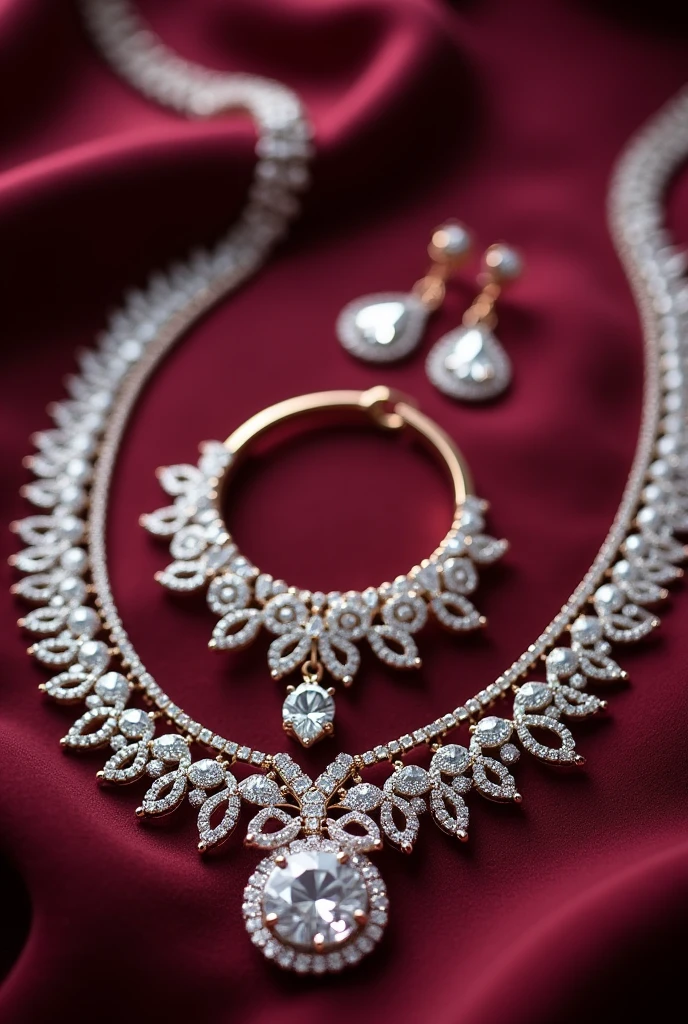 Sparkling diamond-studded link necklace with charm that says: SV Luxury