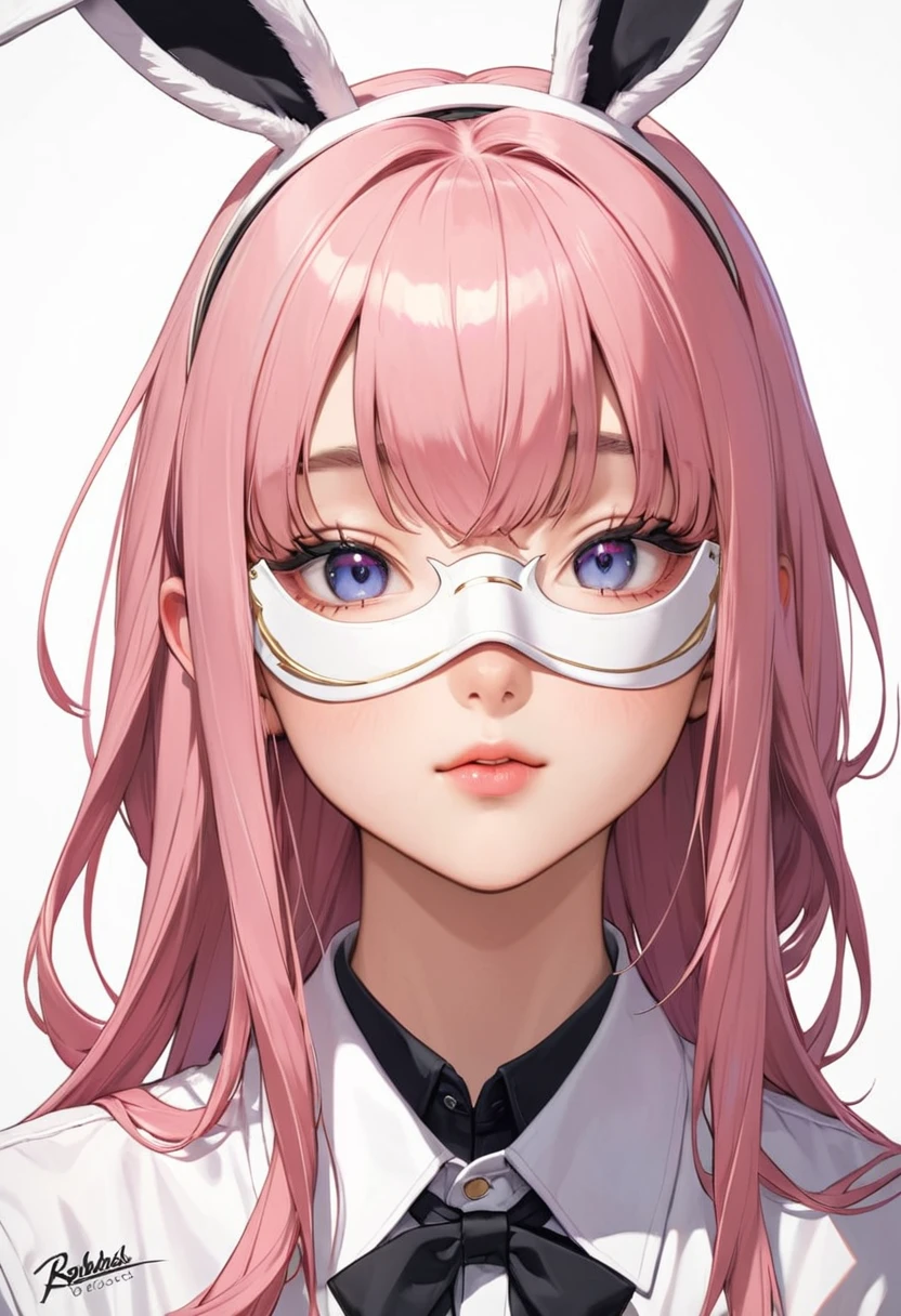 Kizi，sideface，Manteau blanc，mouth mask，round frame glasses，Qi bangs，Feather duster ponytail，starryskybackground，White top，