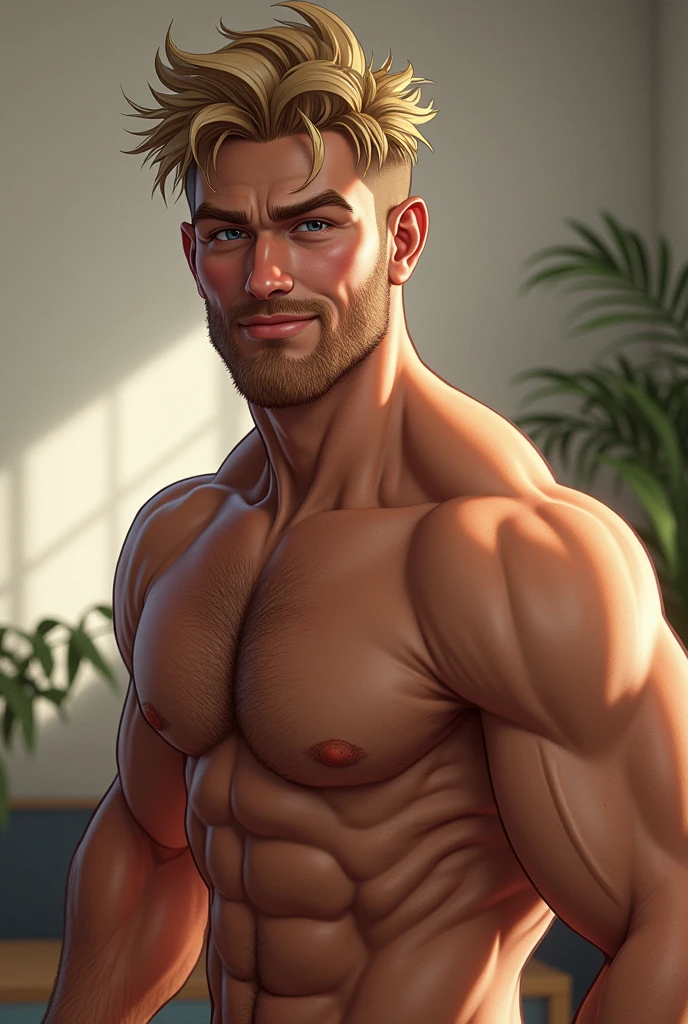 A man with a six-pack and a big cock