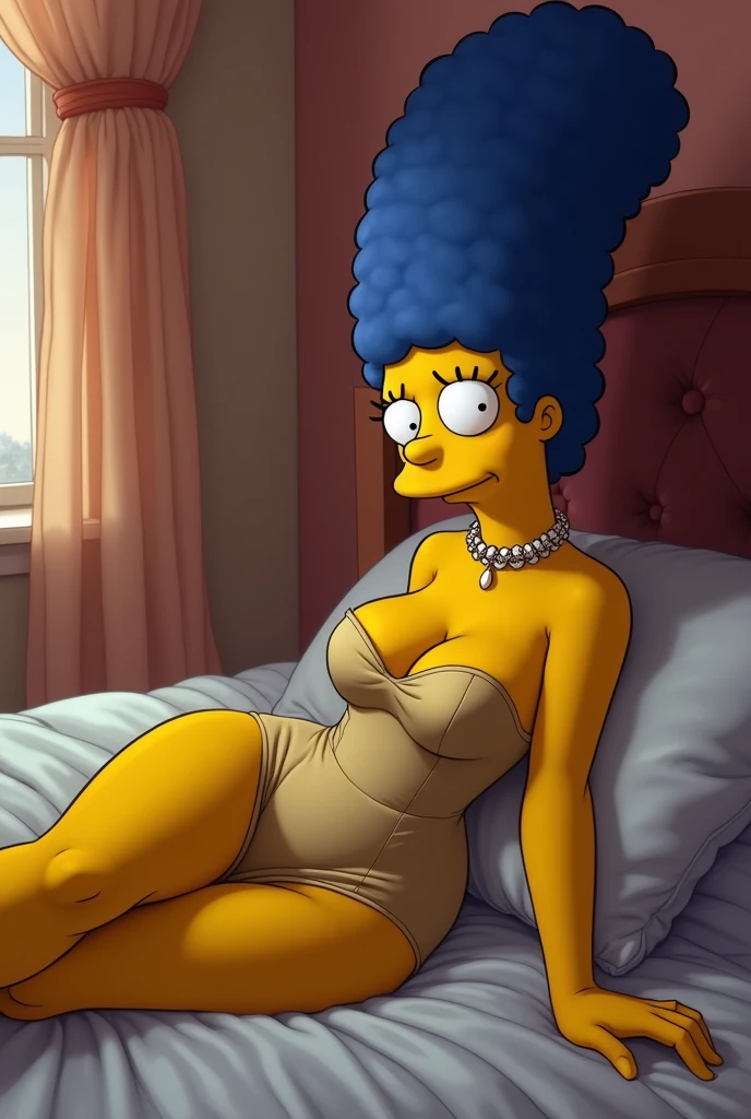 A topless sleeping girl after orgy, flat chest, lying in her bed, sperm on her flat tits, cum on tummy, very enjoyable, simpsons style, looks depressing, high quality, ultra-detailed, crazy orgy details, 4K