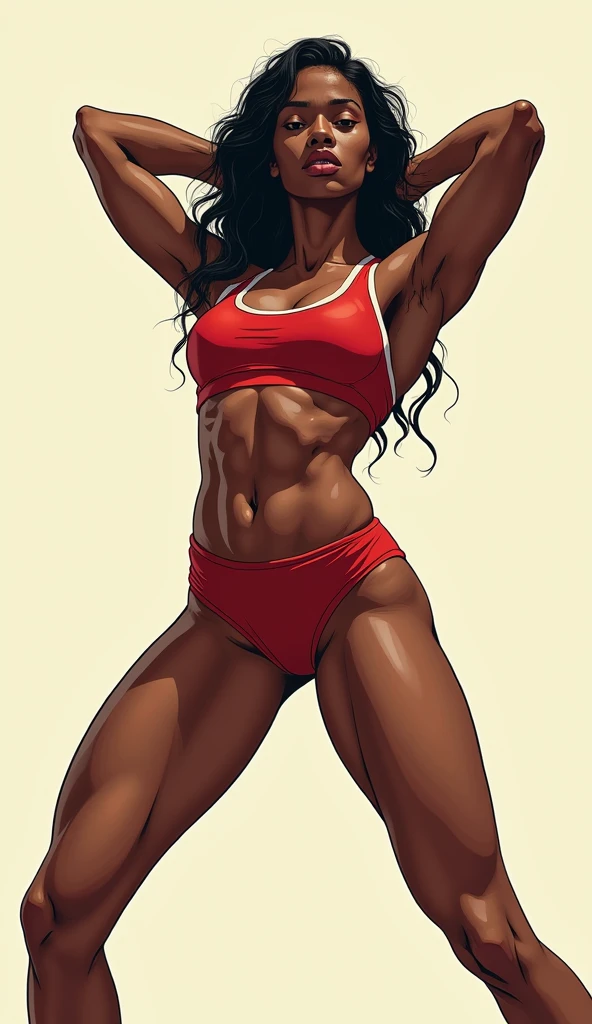 girl, beautiful, Bikini, very light skin tone, long black fur, long bright blue eyes, SMILE, prominent figure, toned butt, long, thin arms and legs