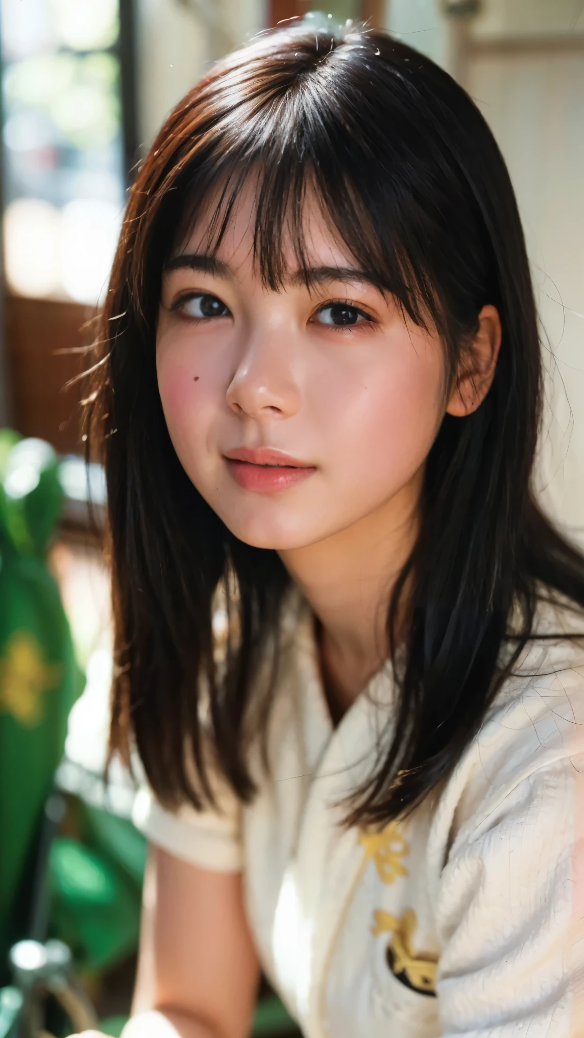 Cute Japanese Women Photos, smile:1.78, 20-year-old, Oil, One Length Hair＆Straight Hair Balm:1.55, (photo Realistic:1.4), (hyper Realistic:1.4), (Realistic:1.3), (Smoother lighting:1.05), (Improving the quality of cinema lighting:0.9), 32K, 1 person,20-year-oldの, Realistic lighting, Backlight, The light shines on your face, Ray Tracing, (Bright light:1.2), (Improvement of quality:1.4), (Highest quality Realistic textured skin:1.4), fine grain, Detailed face,(smile:0), (Emphasis on face close-up:1.3), (Enhances the beauty of skin texture:1.1),((Extremely precise and accurate anatomy:1.0)), (Enhances the beauty of skin texture:1.1), Clean and glowing skin, mesh, thin:1.2, (Realistic:1.3), Realisticなライティング, (Smoother lighting:1.05), 32K, One Japanese woman, fine grain, Detailed face, (Film Grain:1.1),(Accentuates body lines:1.1), High resolution, Natural look, Kind eyes, Improves hair quality, Delicate light and shadow, Transparent muscles, Graceful pose, Beautiful Eyes, Sharp details, Soft light reflection, Beautiful contours, Delicate skin tone, Fine hair texture,Cute Japanese Women Photos,