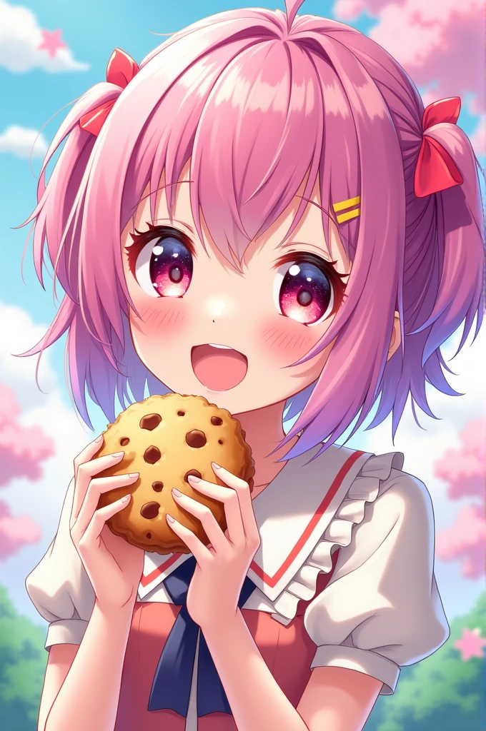 (Highest quality, 4K, 8k, High resolution, masterpiece:1.2), Very detailed, Picturesque, Animated Photography, Photo Animation:1.37)、Japanese ******girl、(Pink Hair)、(short hair)、stnding、(chibi:1.4),blue shirt,(************ uniform:1.2),(yellow school hat:1.15),(blue skirt:1.1),(tulip-shaped name tag、いちか:1.05)、enjoying a variety of sweets and treats、Full body photography、Nakano ichika
