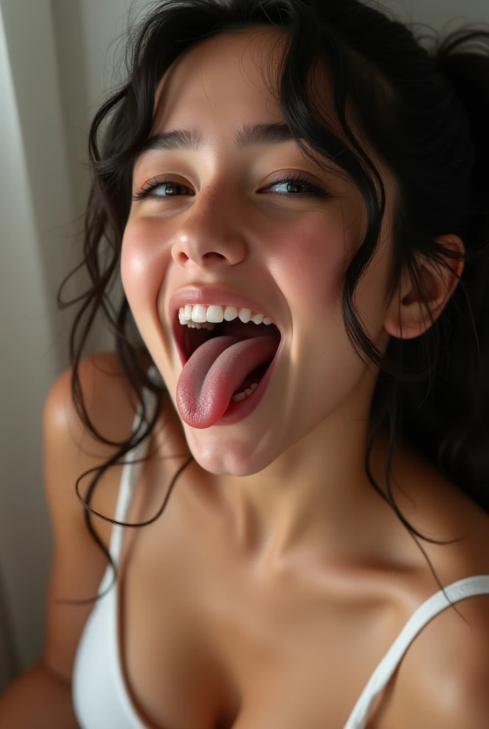 Beautiful Japanese actresses、1 Girl,flying debris,,Award-winning photo, Very detailed,Face Focus, Big double eyes(Woman with open mouth and closed eyes ), 18-year-old、Black Hair、Shiny skin、(((Macro close up of face)))、Realistic nostrils、Long and narrow nasal cavity,,,((Random color open cardigan))、Big Breasts、(Sharp Nose)Frowning performance:1.4,,performance,Frowning,please raise your head、Skin shiny with sweat,Oily facial skin,Tied Hair,Squatting and giving a blowjob,female teacher,Squatting in the hallway、Squat、50 degree hot room、Skin shiny with sweat、Wet transparent fabric,Sweaty all over my face,A face enduring intense pain、Screaming face,Open your mouth wide and shout,((Ahegao, Drooling, Saliva trace, Long Tongue, Face to face, Textured skin, Anatomically correct, 超High resolution, High resolution))head is up,Public toilet,toilet,((Symmetrical face))