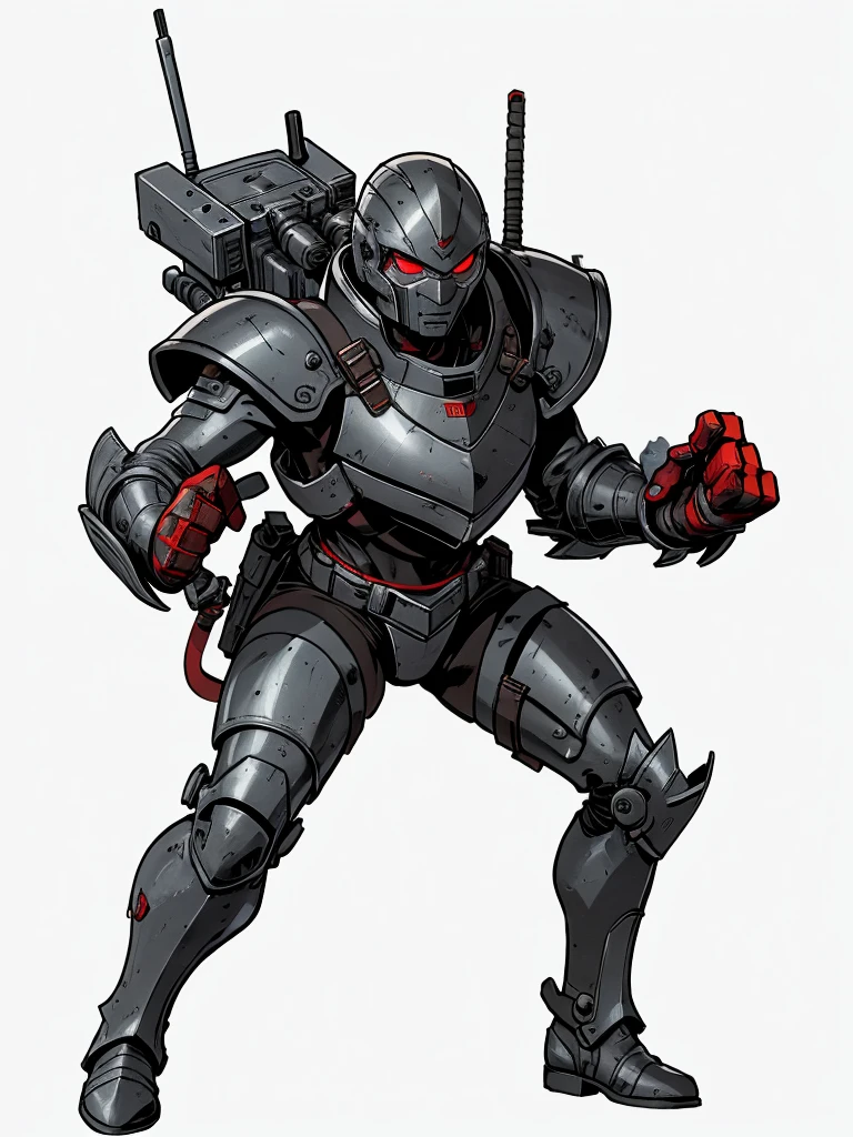 high resolution, HD Model, Combat theft,grey armor,Eyes red,hands with 3 clamps 