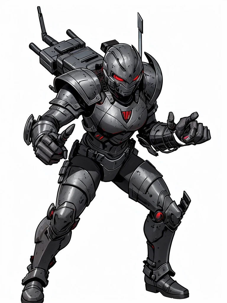 high resolution, HD Model, Combat theft,grey armor,Eyes red,hands with 3 clamps 