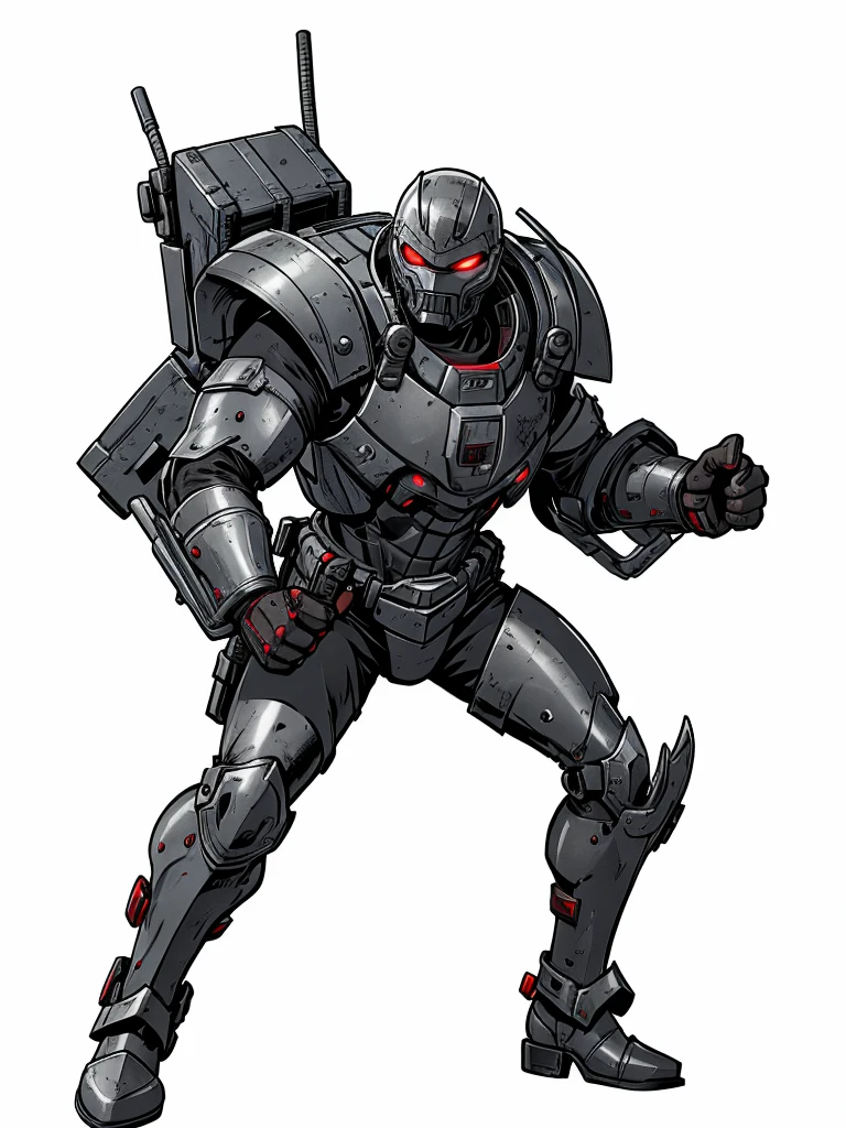 high resolution, HD Model, Combat theft,grey armor,Eyes red,hands with 3 clamps 