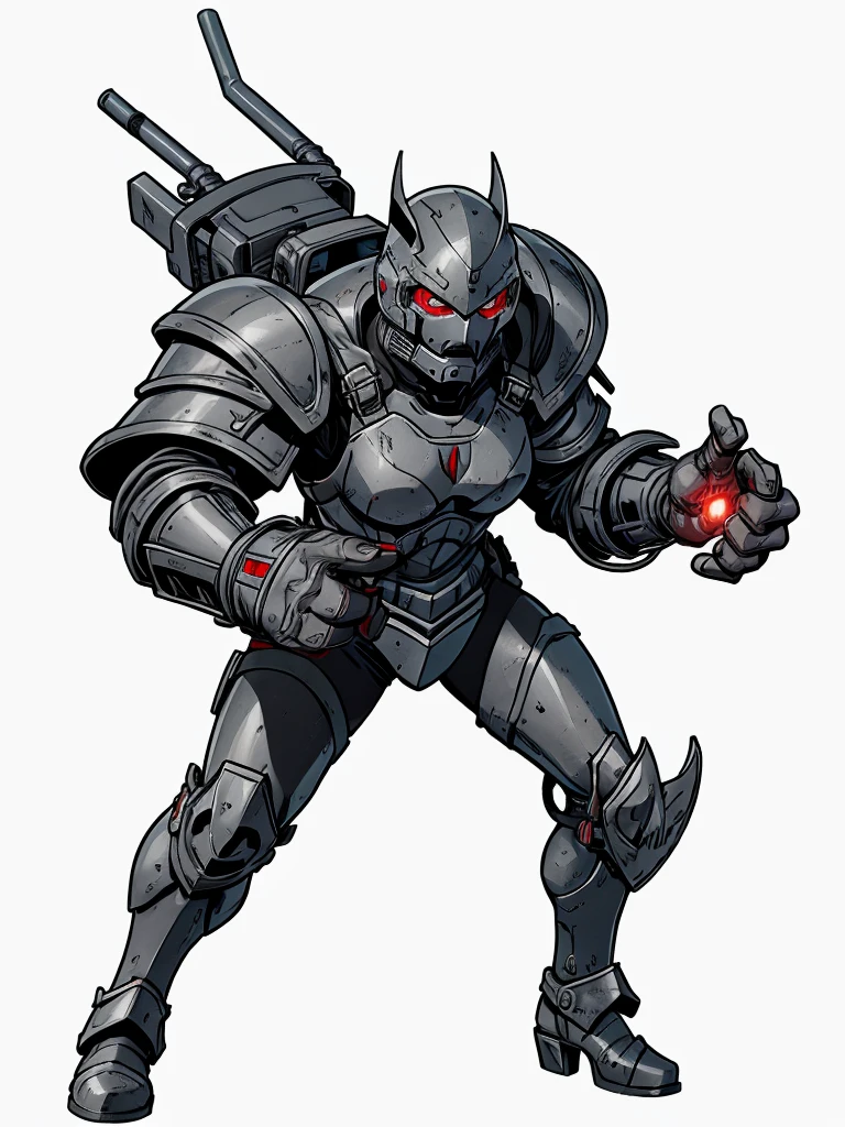 high resolution, HD Model, Combat theft,grey armor,Eyes red,hands with 3 clamps 