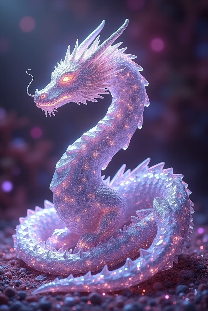 soft green dragon shaped flame with soft purple
