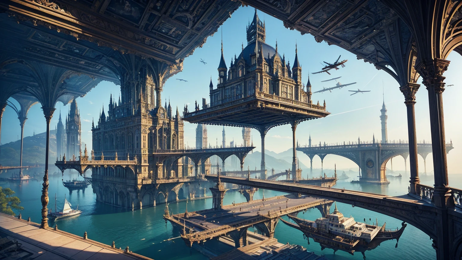 Fantastic Library, unmanned, Floating in the air々Books