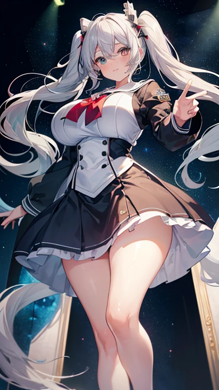 (1 girl),(high quality), (High resolution), (extremely detailed), (8K),(lower body shot),(3CG),(A high school girl wearing a magician&#39;s uniform),(wearing black knee-high stockings)not wearing shoes,perfect writing,(Beautifully erect nipple shape),High resolutionの美しい目,(neutral white lighting:1.2),Facing back and sticking out your buttocks