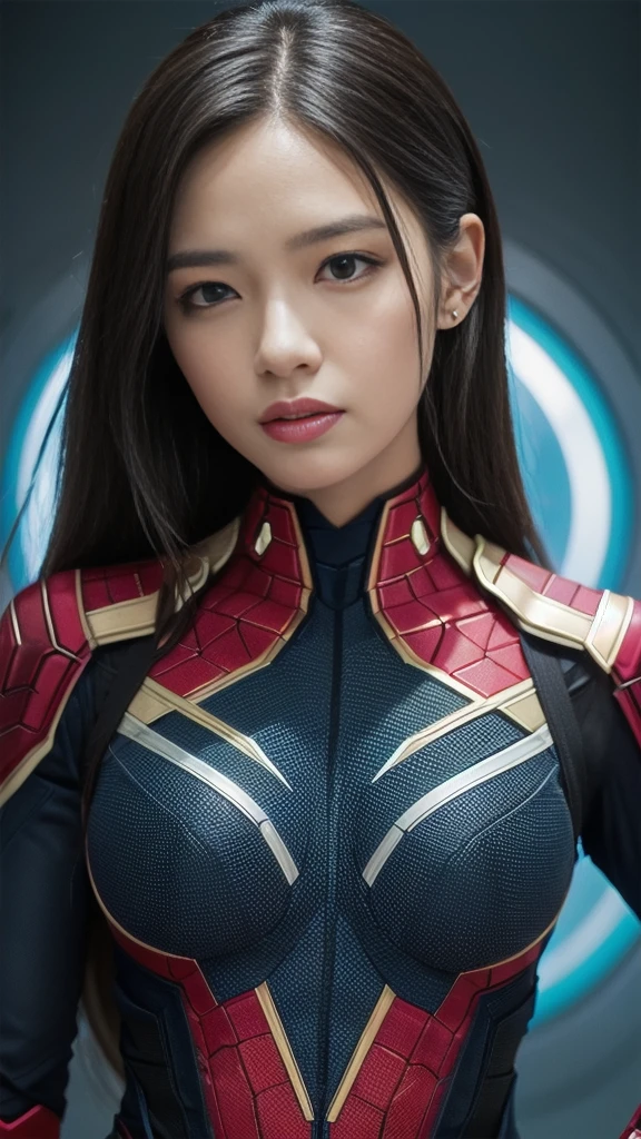 <lora:betterCuteAsian03:0.3>, (wearing spiderwoman_cosplay_outfit:1.1), in front of a sky, (red and blue outfit:1.3),
good hand,4k, high-res, masterpiece, best quality, head:1.3,((Hasselblad photography)), finely detailed skin, sharp focus, (cinematic lighting), night, soft lighting, dynamic angle, [:(detailed face:1.2):0.2], medium breasts, outside, <lora:spiderwoman_cosplay_outfit:0.4>, <lora:dilrabaDilmurat_v1:0.8>,(dilraba:1.4),sexy, soft lighting,nsfw, thin face,slim body, (extremely detailed 8k wallpaper),(8k, RAW photo, HDR, absurdres:1.2,best quality, masterpiece:1.2), (realistic, photo-realistic:1.37),best quality, realistic, photorealistic,ultra detailed,extremely detailed face,