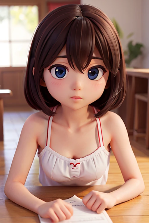 (masterpiece:1.4)、(best qualtiy:1.4)、(hight resolution:1.4)、Anna of Arendelle、Thin underwear、see -through、bare shoulders、White underwear、Sheer pubic hair、a necklace、Uploaded、in a house、a bed、Watch the viewer on all fours、yawns、blow job、Painful face