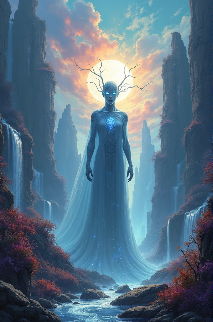 Create a high-resolution hyper-realistic image of a Gentle earth elemental lurking in a Enchanted castle in the clouds . The style should be reminiscent of classic fairytale illustrations with the deep blues and blacks with contrasting moonlight . Use a standard lens to capture the image.   --style raw