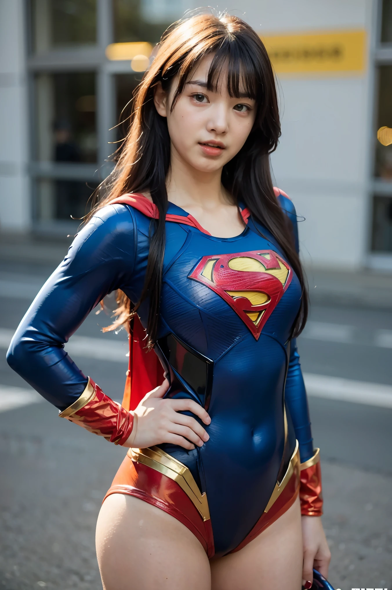 (masterpiece), best quality, perfect body, 18yo GIRL, superman armor suit,  