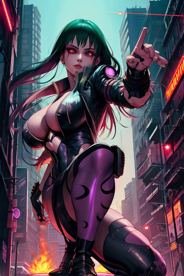 morrigan, Cyberpunk Uniform, karate pose