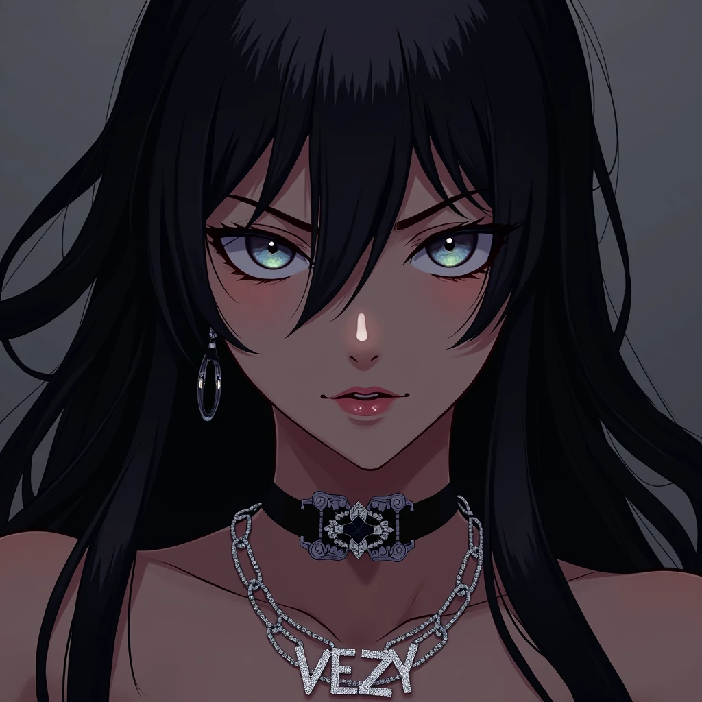 women, White hair, green eyes 