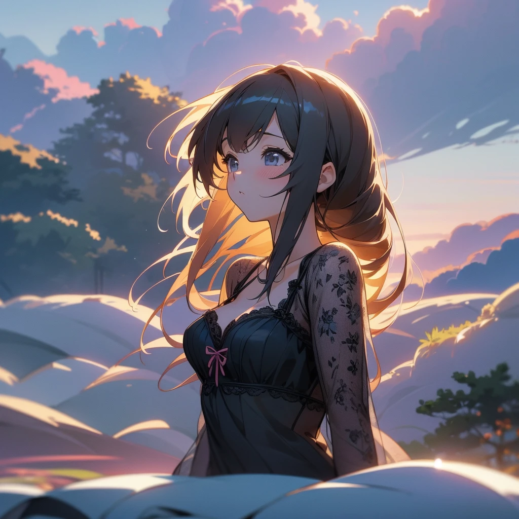 Anime Girls, Anime Style 4 k, Digital anime illustration, digital anime art, Anime Style. 8k, Anime Moe Art Style, anime art wallpaper 4k, anime art wallpaper 4k, Anime Style illustration, Smooth anime CG art, detailed digital anime art, Anime Art Wallpapers 8K, Realistic Anime 3D Style、One girl, lingerie、Black underwear