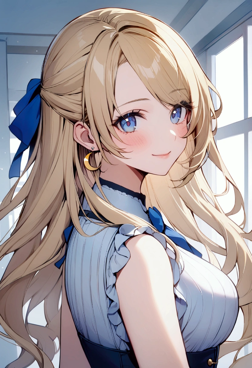(Best quality, 8k, 32k, Masterpiece, UHD,:1.2),RAW, 1girl,ultra cute , natural lighting,transparent shining eyes, 20yo ,fair complexion ,flushed face,dynamic Lighting,Sparkling Blue Eyes、(Long blonde wavy hair:1.5)、Heavy bangs、Wearing a maid headband、(SFW huge body)、(((Rear view)))、Cowboy Shot、(Wearing a white thong:1.3)、Muscles of the whole body、Kneel、(Place your hands on your hips:1.2)