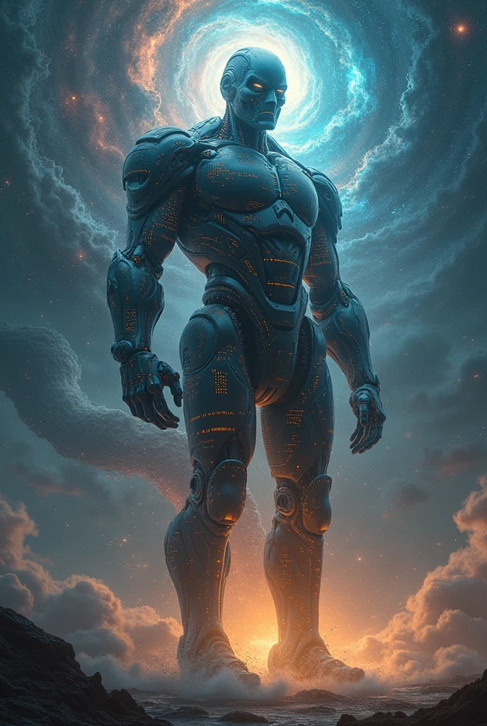 An ultra-high picture quality、Maximum quality、futurecity、cyber punk、vibrant light、skyscrapers、In the clouds、View of the universe、SF World、Huge colossal Indian statue in the middle of the city, huge colossal Indian statue, (((huge colossal Indian statue))), (((sunset)))