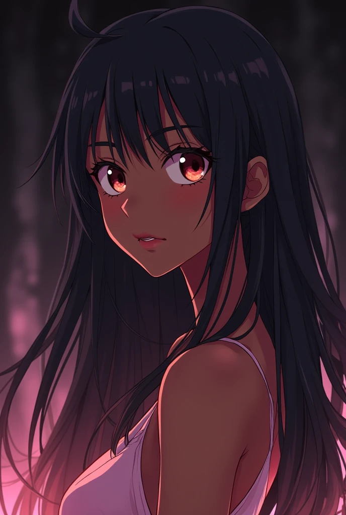 (sadness:1.2),(nostalgia:1.1),beautiful, black anime girl, delicate shadow play, tears running down the face softly, long hair, dramatic background, felt crying, expression charged with intense emotion, loneliness