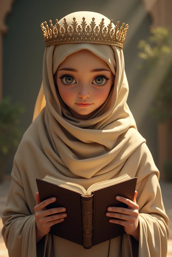 A muslim girl portrait in beautiful location standing in front of letter 'ARIN'