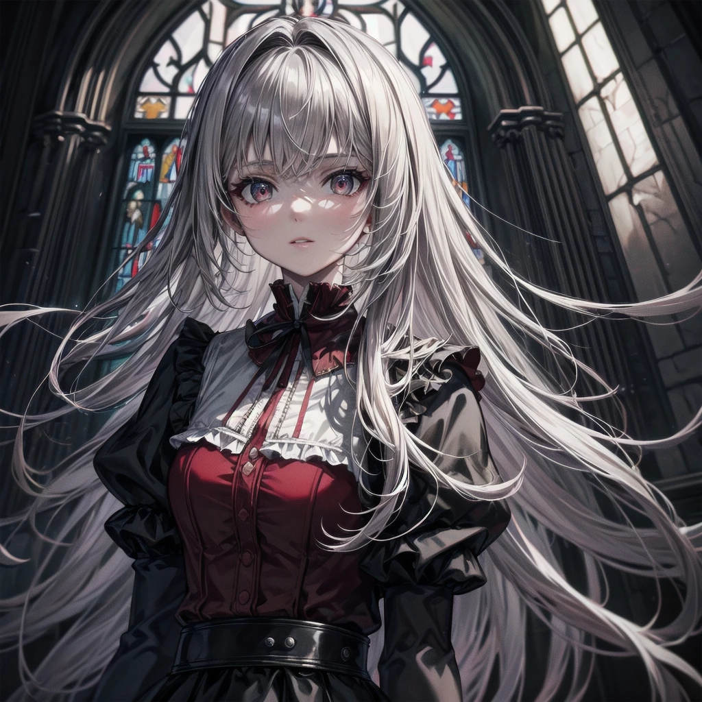 masterpiece, high resolution, detailed, masterpiece, (beautiful background, detailed background), top quality, 8k, (detailed and structured pattern), Korean wave, in the dark, in a compositing inspired style , raw, edgy,  Fashionable, (3 girls, multiple girls, :1.5) <lora:AS_fantsyMIX73A:1>, (Skinny: 1.2), wearing an eyepatch,, Silver hair,wearing a red shirt with frills, long puffy sleeves, and a black skirt, gothout, Looking at camera, Detailed background, Detailed face, party,church, sunbeam,candle light, natural gradation,cathedral stained glass, backlit,gothic atmosphere
Contrast, mysterious atmosphere, (lips, realistic:1.1) ,<lora:tareme_gen2:-0.7>, (stinky eyes:0.5), <lora:eye_opening_v2.0:0.3>, fantasy,  (full body,:0.7), <lora:Gothic_Outfit:0.6>