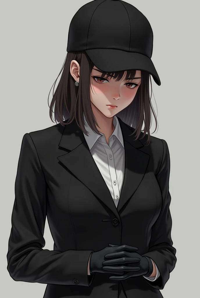 best quality, masterpiece, highres, solo, {black business suit:1.40}, {tie:1.20}, {sunglasses:1.25}, {white gloves:1.15}, {white shirt:1.10}, {black skirt:1.15}, {smoking:1.20}, handsome, {nagato_azurlane:1.15}, animal_ears, fox_ears, black_hair, long_hair, bangs, animal_ear_fluff, yellow_eyes, blush, blunt_bangs, hair_ornament, brown_eyes