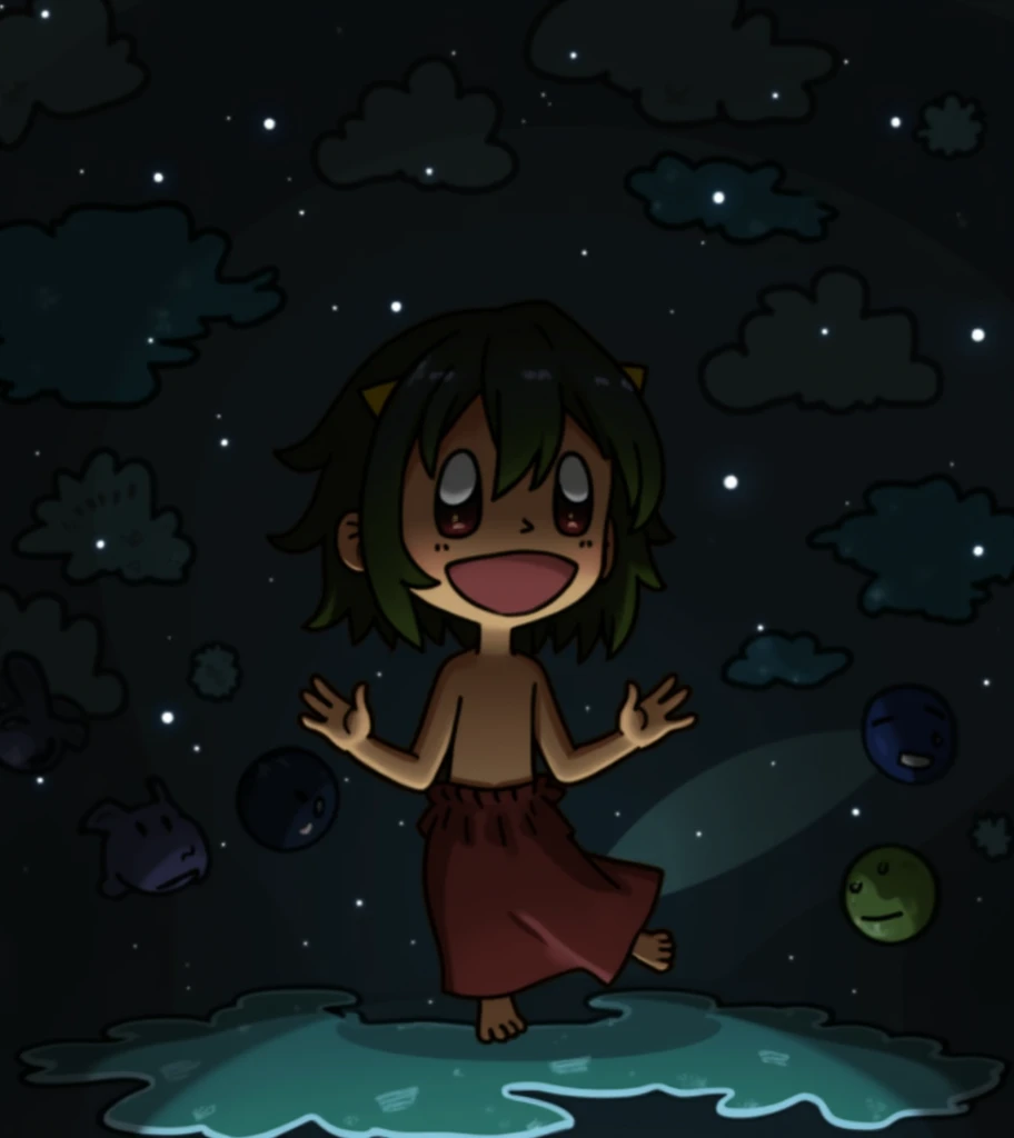 miharuga, 1 girl, alone, looking at the viewer, moon, starry sky, 1990s \(style\),1girl,masterpiece, expensive quality, very_expensive_solve, big_file size, full color,(completely nude:1.2),pussy,niplles,(vaginal sex:1.2),(toddler:1.6),(chibi:1.3),(flat chest:1.5),