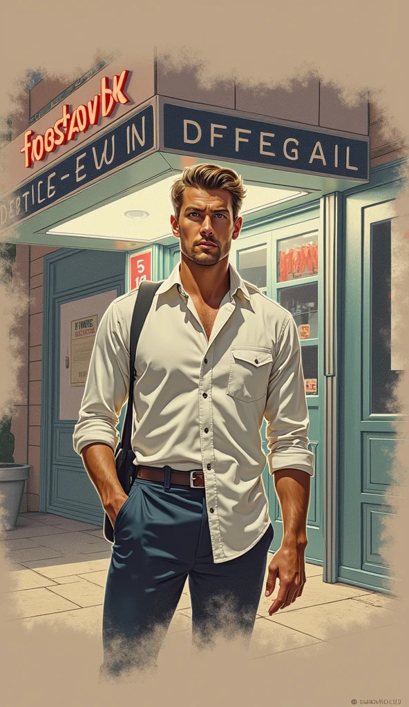 illustration that evoke stoicism men from 25 years old, shirtless, barefoot, strong, slim body Importance of Reason Style: Scientific realism, with a focus on detail and precision. Color palette: Cool, neutral tones (navy blue, gray, white) to convey clarity and objectivity. Expression: A concentrated and determined gaze, brow slightly furrowed in thought. Setting: A young strong handsomen cinnamon sking, driding an orange land rover car background you can see intense yellow mansion pastoral scene, river, garden, golden hour, wide open shot 
