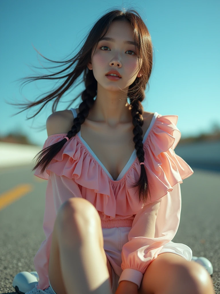(Full shot:1.3), (best quality:1.4), 1girl, JAV, cute face, pink lace tanktop with long skirt, surrounded by very close crowded, emotional posing in the crowd lift, wavy hair, bangs, (hair blowing in the wind:1.2), (dramatic moment:1.3), (dynamic object:1.3), (kinetic motion:1.2), film looks, RAW photo, beauty shadow, neon light, (ambient lighting:1.3), detailed skin, detailed face and eyes, ultra highly detailed, surreal view, sharp focus, shot by zenit og film, cinematic portrait by annie leibovitz, aesthetic photography in 2024, (candid:1.5)