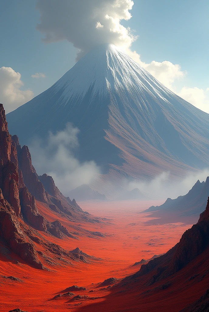 a very fast landscape on a desert planet, heavy rain,pouring down, dust in the air, raining, gray haze, clouds of steam escaping from the ground, volcanoes, rivers, craters, cinematic, rivers, gray sky, intricate and hyperdetailed painting by evgeny,beksinski, wide-angle lens, splash screen, triadic colors, fantasy concept art, 8k resolution trending on art, view from the top