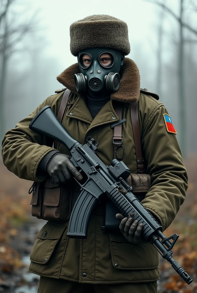 man wearing a long grey coat and gas mask, lasgun, holding gun, rifle, detailed background, (helmet:1.5), sallet, high quality, masterpiece, 1boy, <lora:lasgunlorav1-000025:0.9>, digital painting, dirty, dusty, military uniform, world war i, wood, battlefield, smoke, trenchcoat, belt,