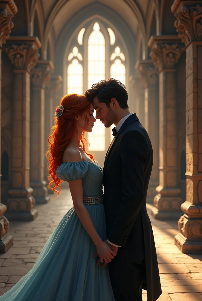 Prince Eric and Ariel in Bridgerton outfits 