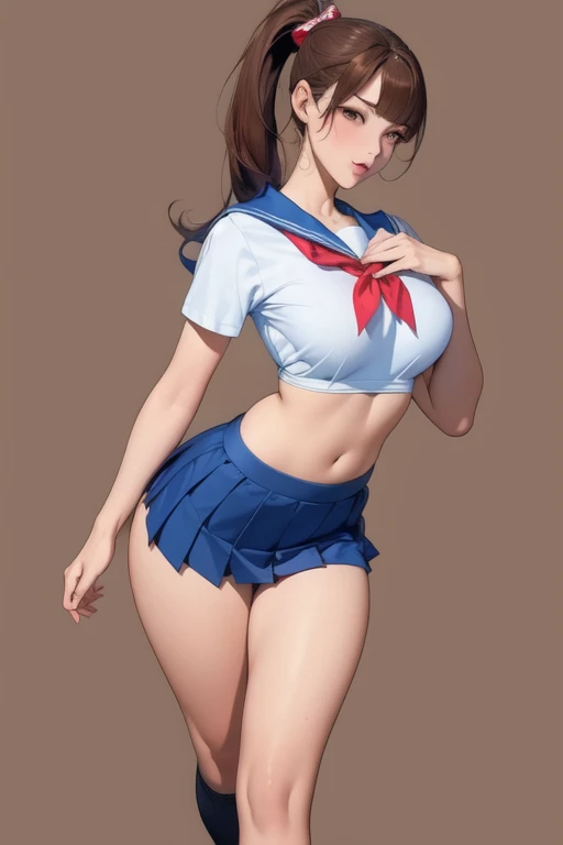 G3orge Petty,1个Giant Breast Girl,Beutiful women,saluting,In sailor suit,tmasterpiece, bend to one side