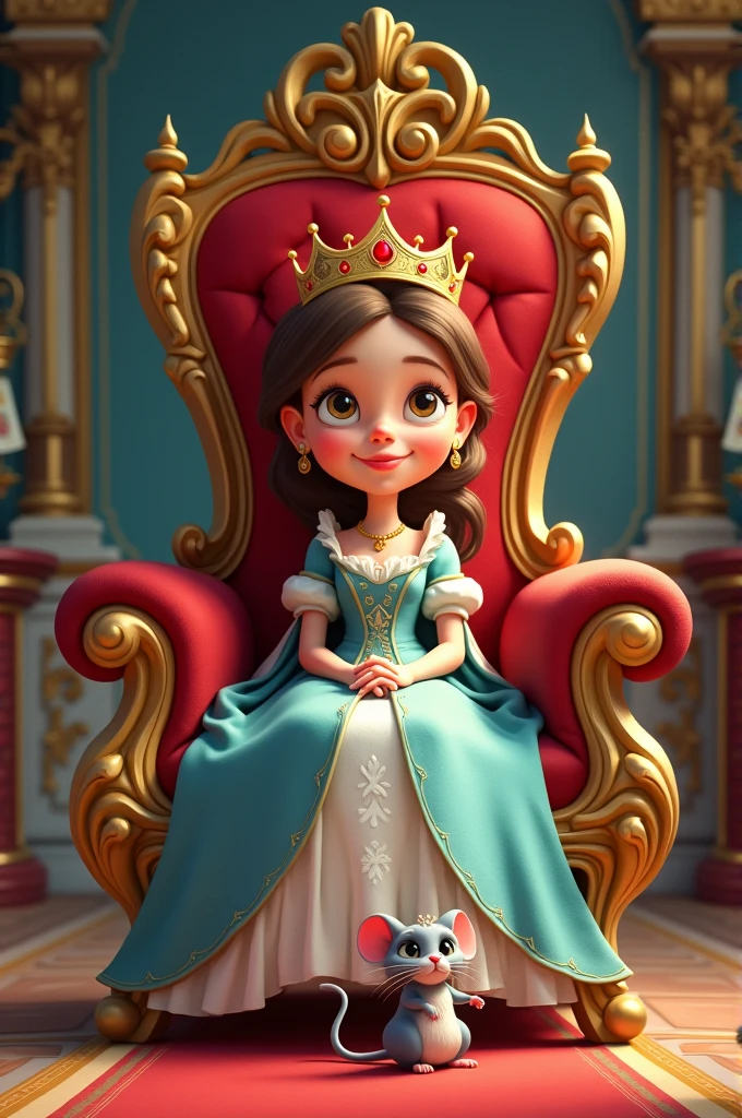 One year old princess sitting on a royal throne in magical world
