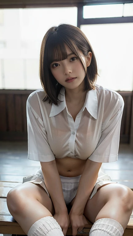 High resolution, High resolution, 1 girl, alone, angle from below, chest exposed, fluffy chest, cleavage,ぼっ起nipple, 固nipple,, troubled expression,red face, sweaty, soaking wet, See through, lift the skirt,彼女はスカートをhandで持ち上げて見せました.、 crotch line, hip line, , beautiful leg line, water droplets running down the legs, Lower body soaking wet, My waist was wet, excessive crotch splash, Three-dimensional effect of body parts, realistic skin texture, focused on feet, kneel down, spread your knees, bright room, , lighting from below,medium hair,not wearing underwear、not wearing a bra、not wearing pants、thin pubic hairは丸見え、nippleも丸見え、胸から下はnot wearing clothes、全naked、素っnaked、not wearing clothes、stand with your legs straight、i don&#39;t&#39;don&#39;t wear anything on bare skin、All my breasts are exposed、not wearing underwear、片方でlift the skirt&#39;hand、pubic hair exposed、thin pubic hair、beautiful pubic hair、はだけてchest exposed、シャツを着てないのでnippleが丸出し、I can see your breasts、nippleが丸出し、nippleが丸出し、handでシャツを引っ張りnippleを見せている、handでシャツを引っ張りnippleを見せている、handでシャツを引っ張りnippleを見せている、naked、belly button、nipple、胸元をぐっと開いてnippleを見せる、belly button、belly button丸出し、belly button及びnippleが丸出しになっている状態