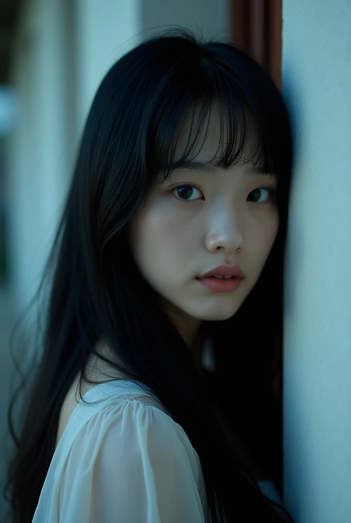 (((black background)))、(((Upper body)))、(((Sweat)))、(((close your eyes)))、open your mouth、wet hair、embarrassed look、(1 person)、(cute:1.2)、14 years old、(high detail skin: 1.2)、beautiful black hair、perfect anatomy、volume lighting、light from the front、bright、NSFW, nude、brown skin、fine-textured skin、arms behind