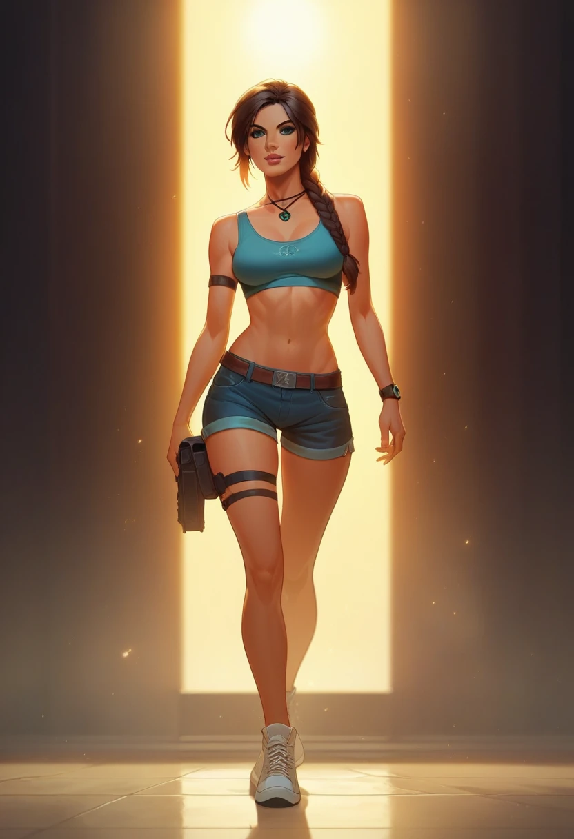 ink painting style, sketch, dynamic image of a female athlete with medium breasts and a toned body, very tousled dark brown tousled long hair tied in a ponytail, golden brown eyes, wearing an almost transparent racer top over her bare chest, military-style trousers with patch pockets and massive high infantry boots, A play of chiaroscuro