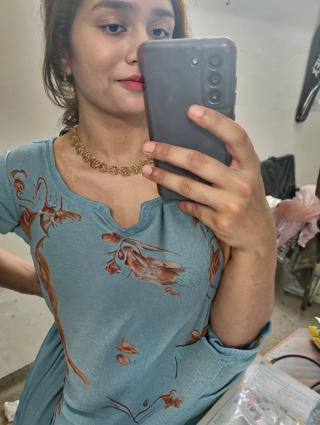 A beauty girl with tattoos on body, beautiful art tattoo detailed, ((text tattoo on body:LOVE)), Wearing kebaya dress, detailed beautiful eyes, baby face, cute girl, big breast, earrings, necklace, Javanese ornament