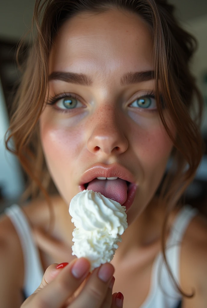 Girl sex with milk on face