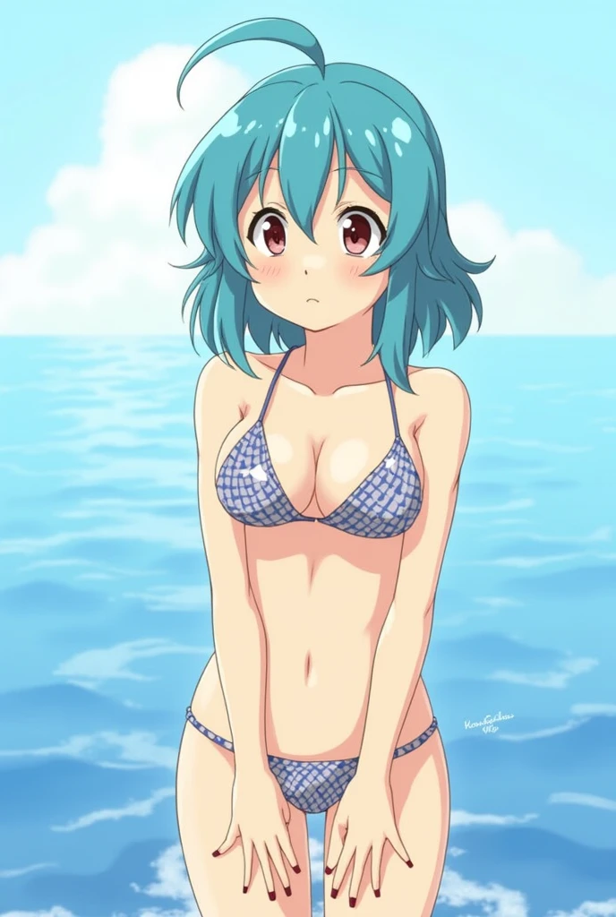 masterpiece, Highest quality, High resolution, Very detailed,(((Mikoto Naruka))), (((White Bikini))), (((smile))), Beach