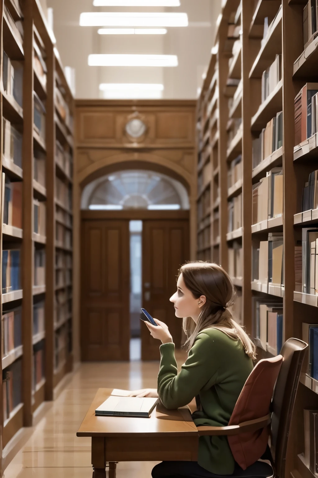 person focuses on study in a bibliotheque